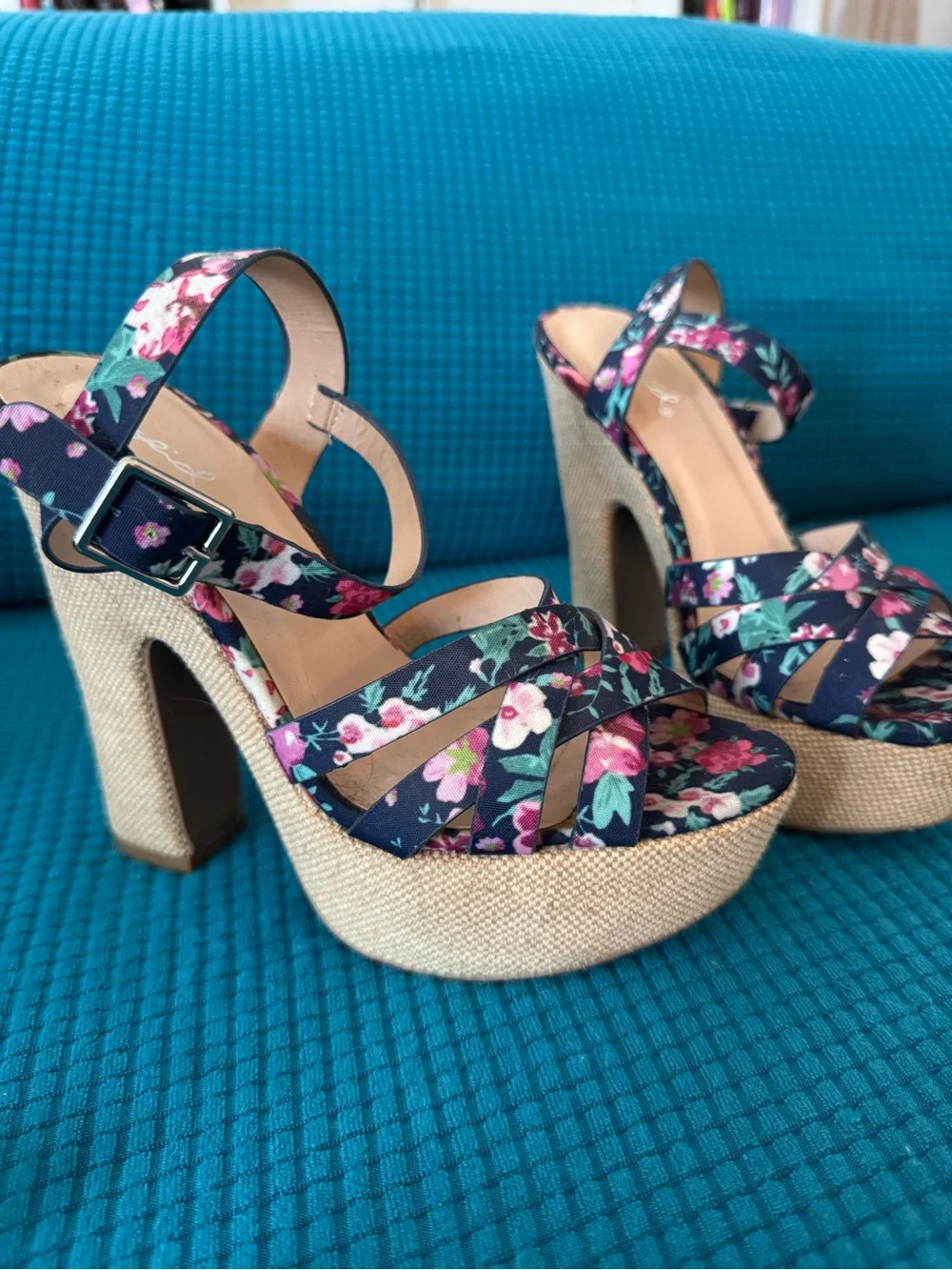 Floral Platform Chunky Heel Sandals 🌸 Retro Y2K